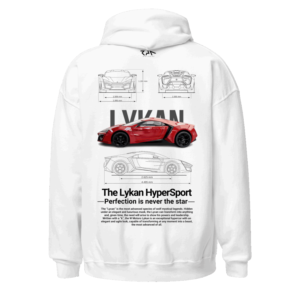 Hoodie blanca LYKAN HIPERSPORT.Espalda