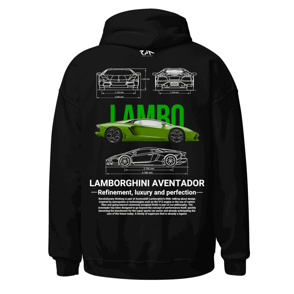 Hoodie blanca LAMBORGHINI AVENTADOR(Espalda)