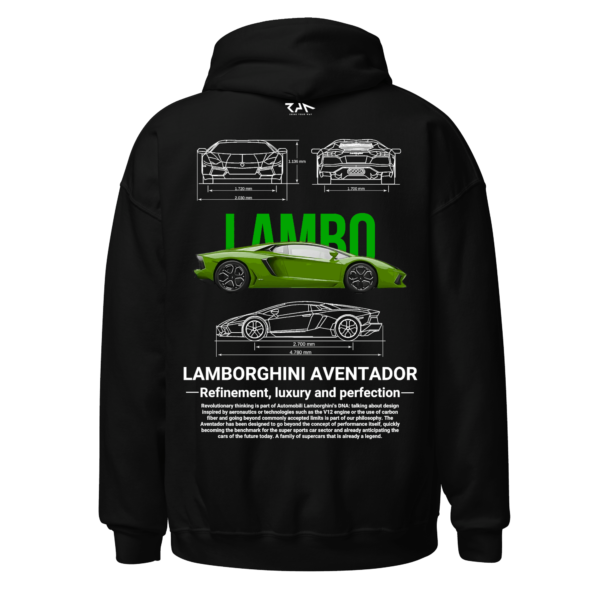 Hoodie blanca LAMBORGHINI AVENTADOR(Espalda)