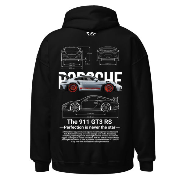 Hoodie negra PORSCHE GT3RS.Espalda