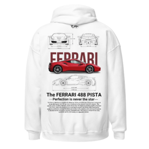 Hoodie blanca FERRARI 488 PISTA Espalda