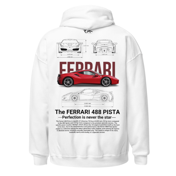 Hoodie blanca FERRARI 488 PISTA Espalda