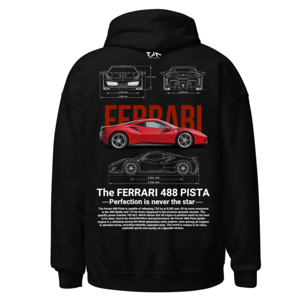 Hoodie negra FERRARI 488 PISTA.Espalda