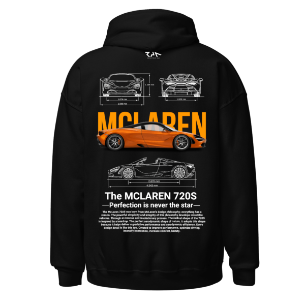 Hoodie negra MCLAREN 720S.Espalda