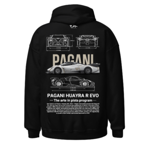 Hoodie negra PAGANI HUAYRA R/R EVO.Espalda