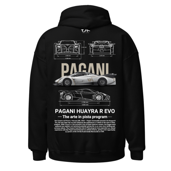 Hoodie negra PAGANI HUAYRA R/R EVO.Espalda