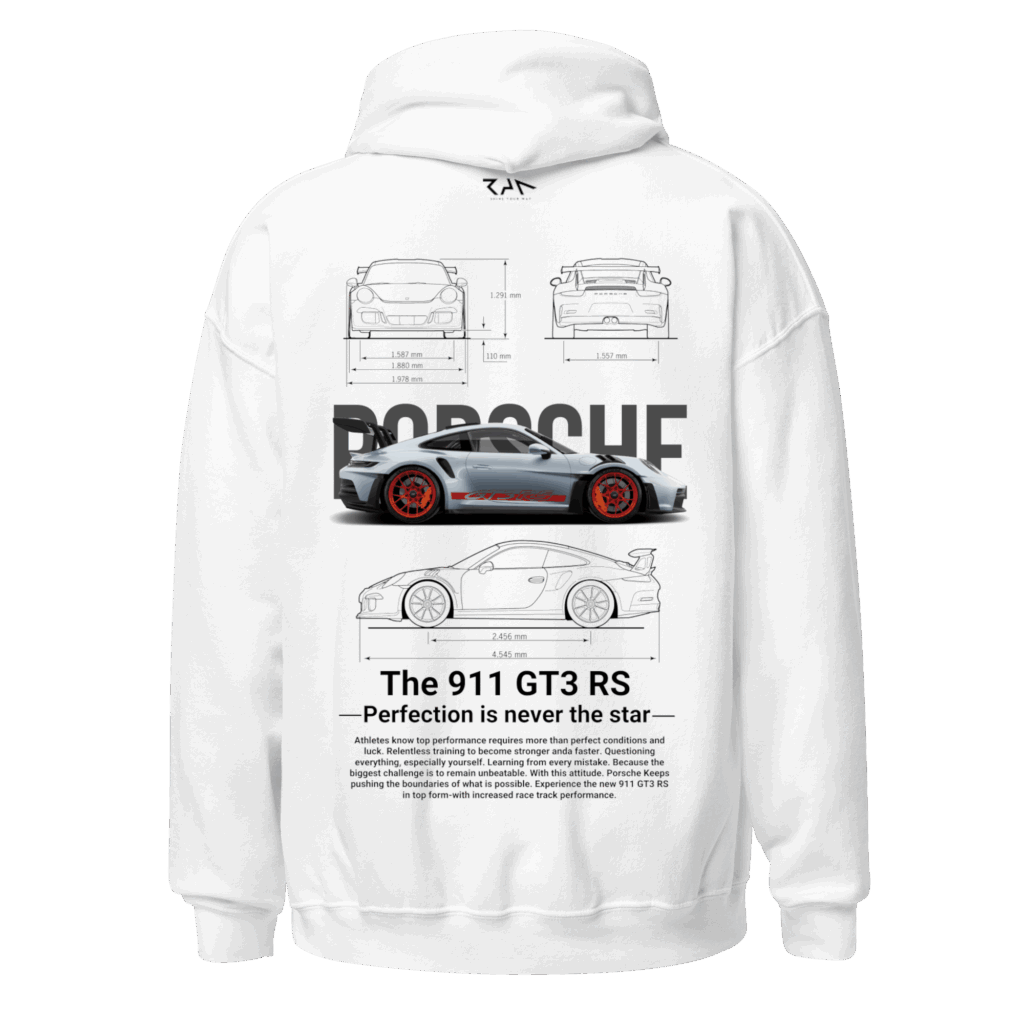 Hoodie blanca PORSCHE GT3RS espalda