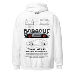 Hoodie blanca PORSCHE GT3RS espalda