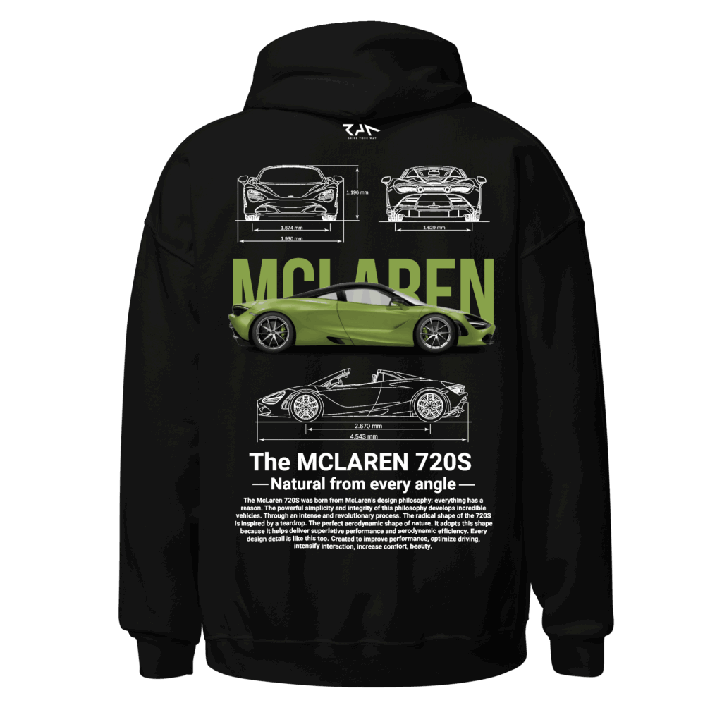 Hoodie olivo MCLAREN 720S.Espalda