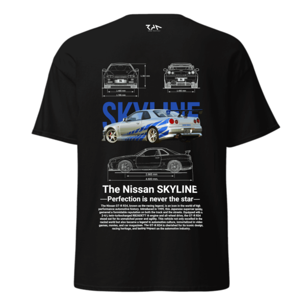 Playera negra NISSAN SKYLINE GTR 34.Espalda