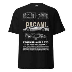 Playera negra PAGANI HUAYRA R/R EVO. Espalda