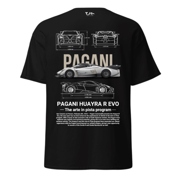 Playera negra PAGANI HUAYRA R/R EVO. Espalda