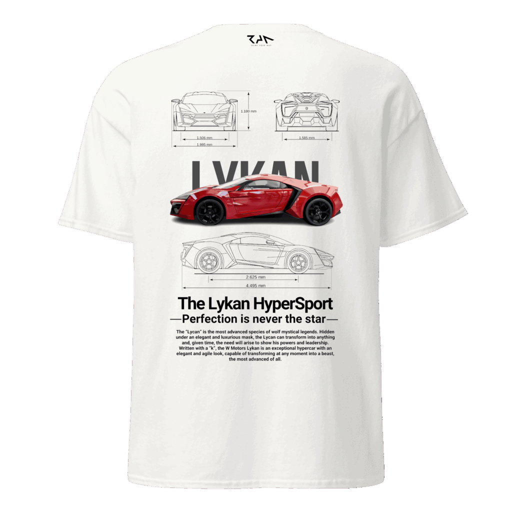 Playera blanca LYKAN HYPERSPORT.Espalda