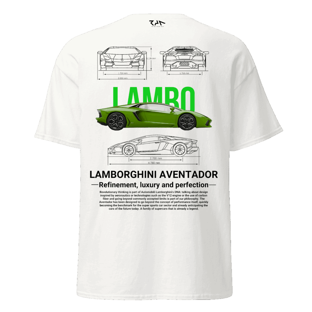 Playera blanca LAMBORGHINI AVENTADOR (Espalda)