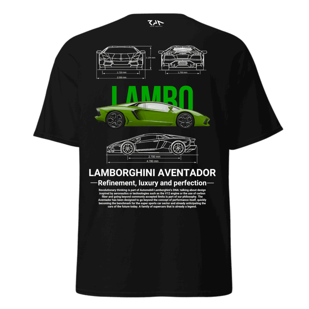 Playera negra LAMBORGHINI AVENTADOR (Espalda)