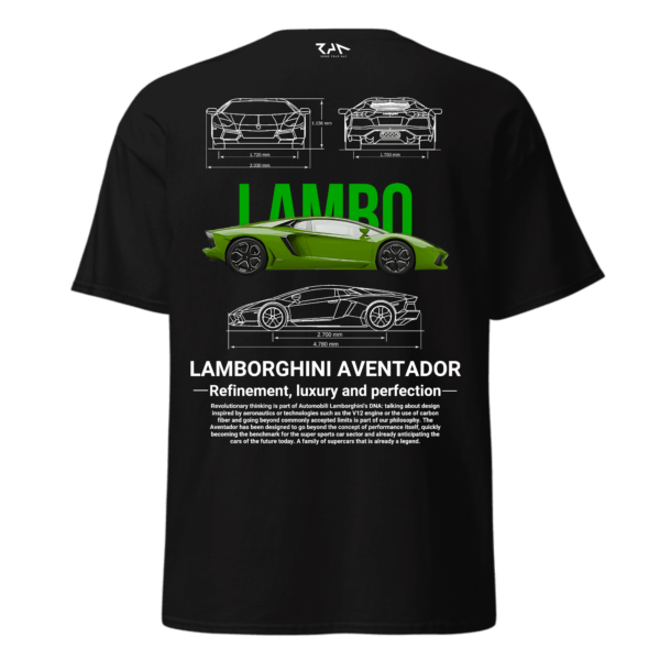 Playera negra LAMBORGHINI AVENTADOR (Espalda)