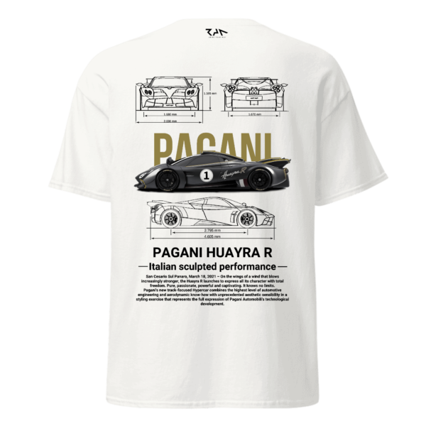 Playera blanca PAGANI HUAYRA R/R EVO.Espalda