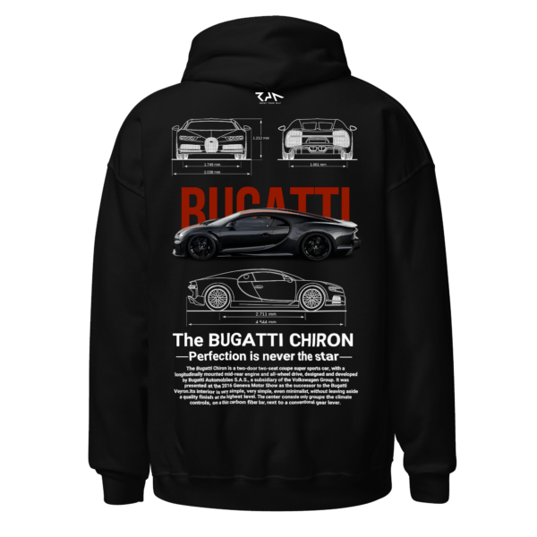 Hoodie negra BUGATTI CHIRON.Espalda