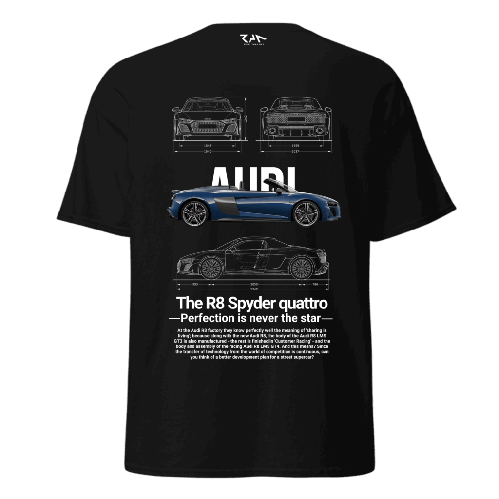 Playera negra AUDI R8 SPYDER QUATTRO.Espalda