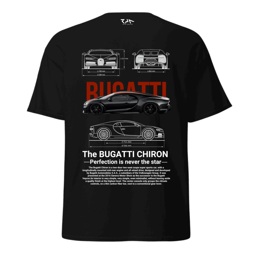 Playera negra BUGATTI CHIRON.Espalda