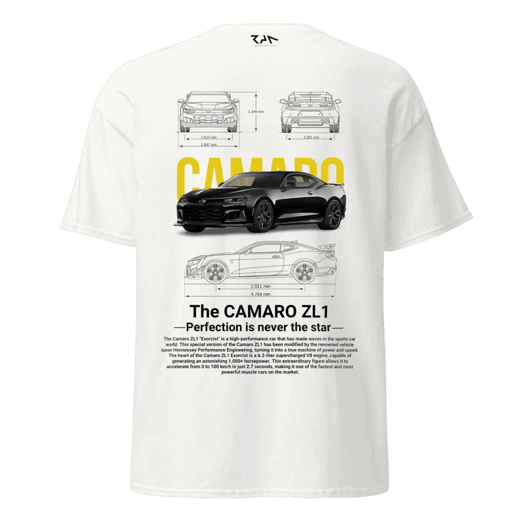 Playera blanca CAMARO ZL 1 PANTHER.Espalda