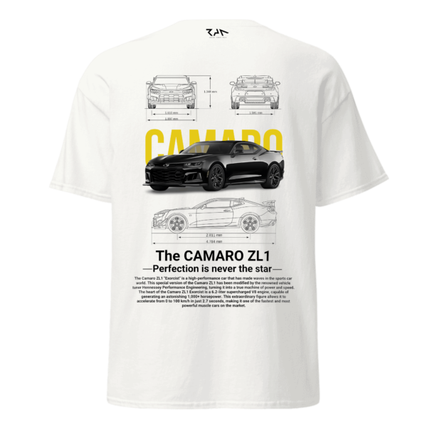 Playera blanca CAMARO ZL 1 PANTHER.Espalda