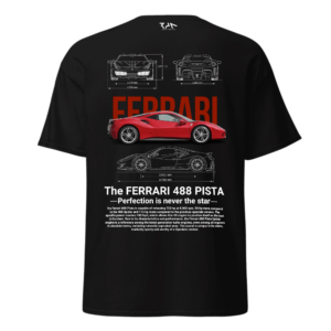 Playera negra FERRARI 488 PISTA.Espalda