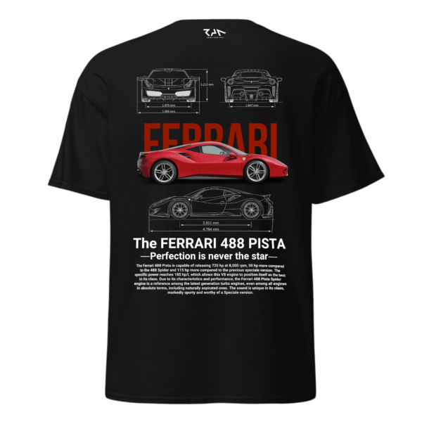 Playera negra FERRARI 488 PISTA.Espalda