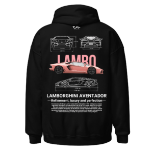 Hoodie negra Lamborguini aventador (edición coquette) Espalda