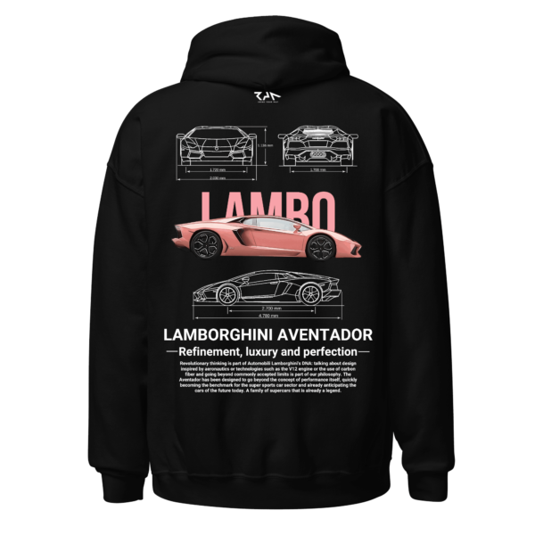 Hoodie negra Lamborguini aventador (edición coquette) Espalda